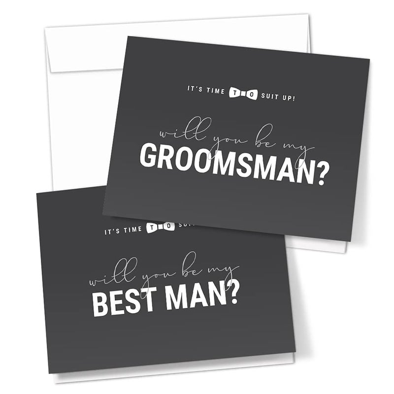 Hat Acrobat Groomsman Proposal Cards 8 Will You Be My Groomsman and 2 Best Man Cards with Envelopes | Set of 10 Groomsmen Cards - Image 1